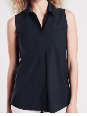 Athleta Black Sleeveless Collared V-Neck Camisole